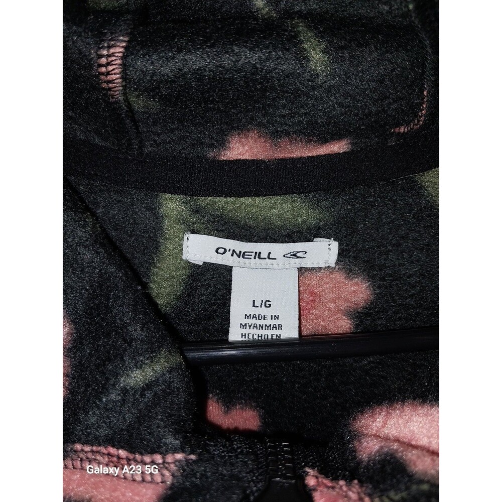 O’Neill Women’s Half Zip Fleece Pullover Hoodie Large L Black Floral - Picture 2 of 5